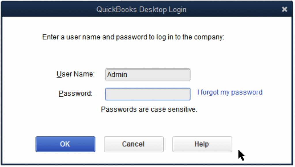 QuickBooks Desktop Password Dashboard