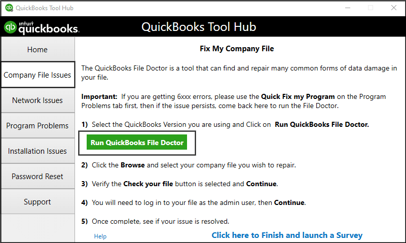 Download and Run QuickBooks File Doctor