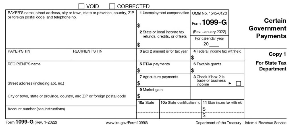 IRS Form 1099-G, Certain Government Payments