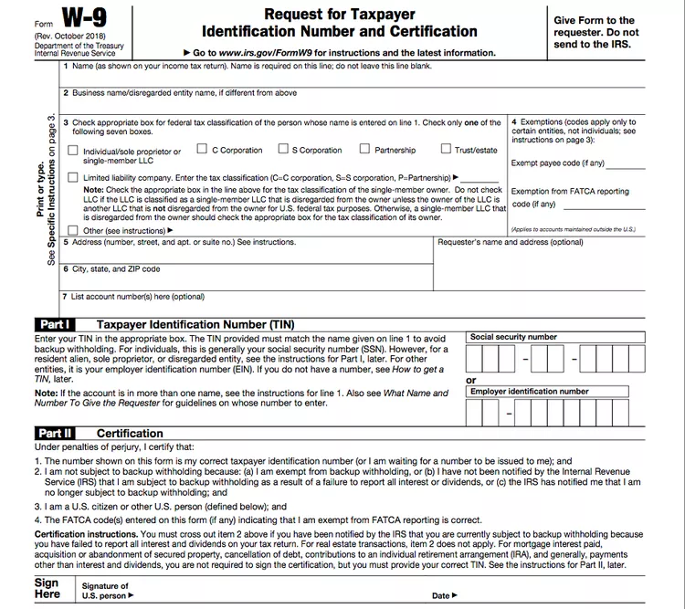 Fill Out Form W-9