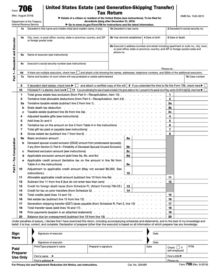 IRS Form 706, United States Estate (and Generation-Skipping Transfer) Tax Return