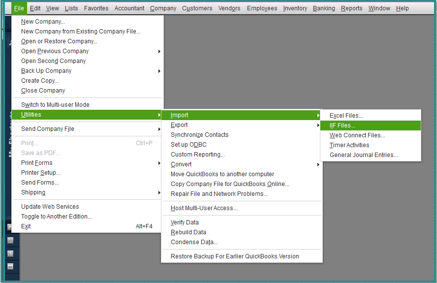 Steps to Import IIF file