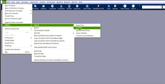 Steps to import IIF files to QuickBooks