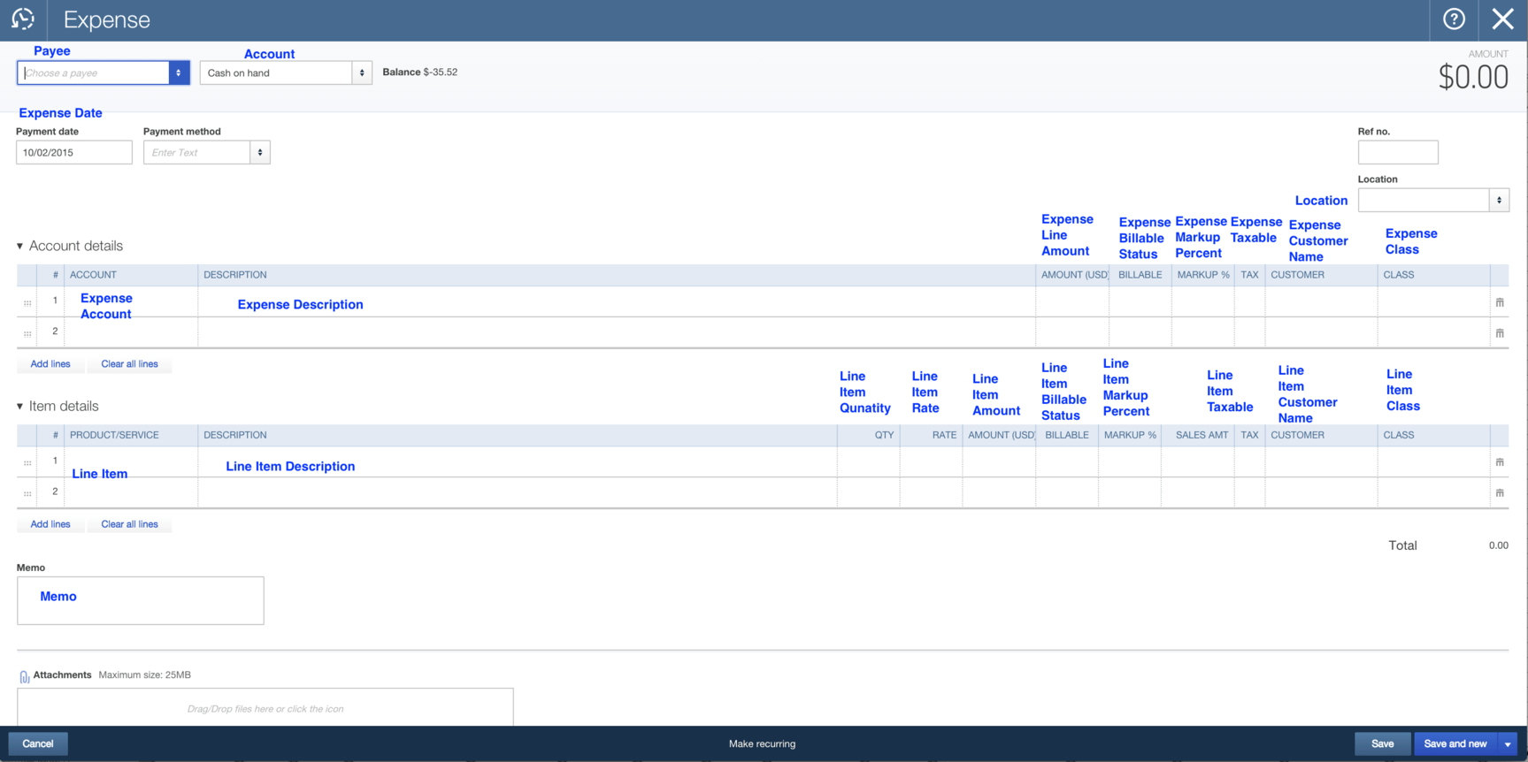 Import Expenses into QuickBooks