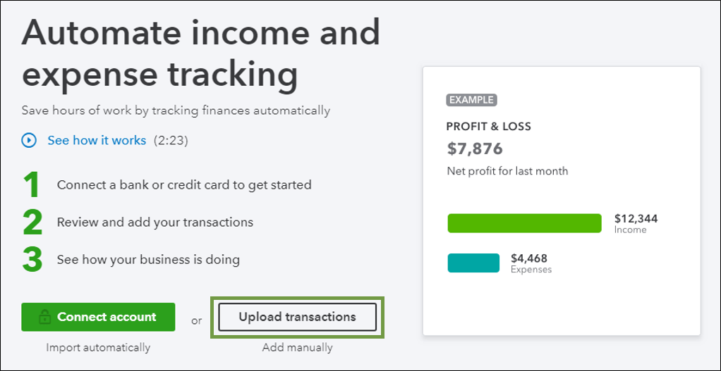 Learn to upload transactions to QuickBooks