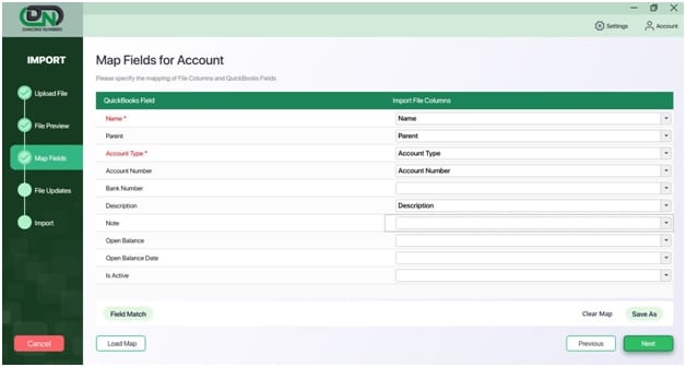 map fields for account1