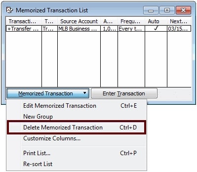 Memorized transactions