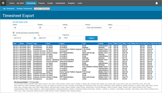 QuickBooks Timesheet Data