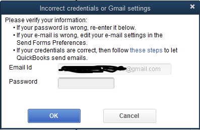 QuickBooks Gmail Password is incorrect