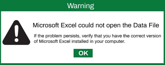 QuickBooks Excel could not open the Data File