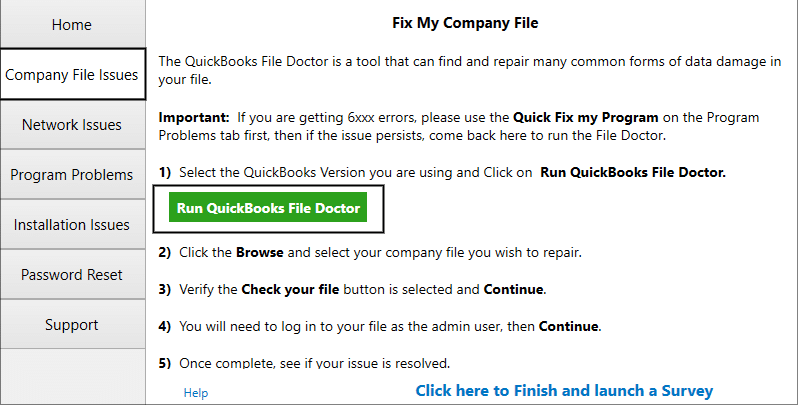 Download and Run QuickBooks File Doctor
