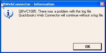 Web Connector Errors QBWC1085