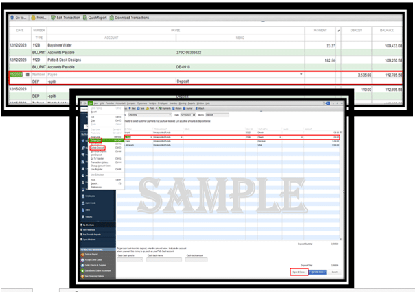 Double-click on the Deposit