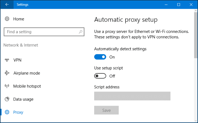 Review Proxy settings