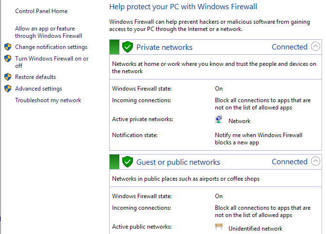 Adjusting the Firewall Settings