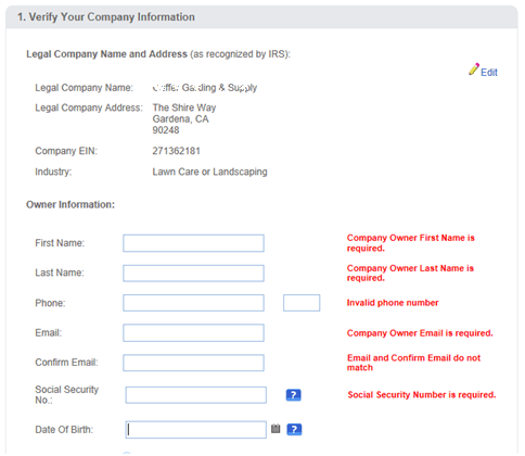 Verify Your Company Information