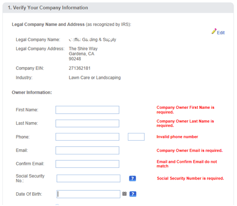 Verify Your Company Information Verify Your Company Information