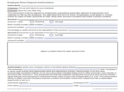 Direct Deposit Form