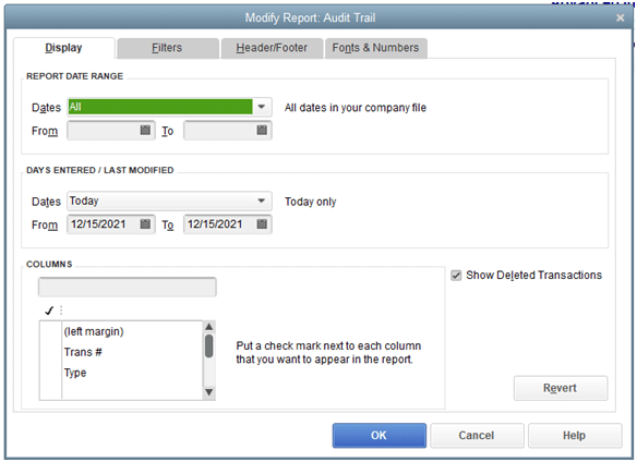 QuickBooks Audit Trail Reports2