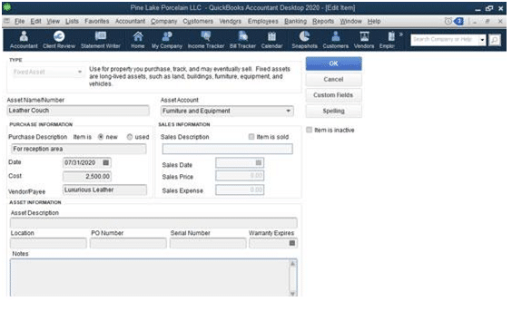 Set Up a Fixed Asset List in QuickBooks2