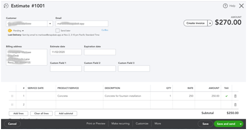 Converting an Estimate into an Invoice