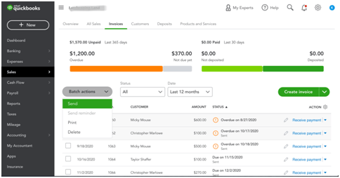 Send an Invoices in QuickBooks Online