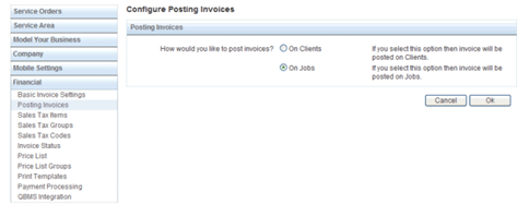 Posting Invoices Settings