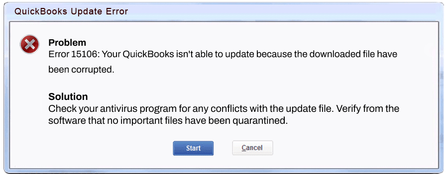Error Code 15106 in QuickBooks