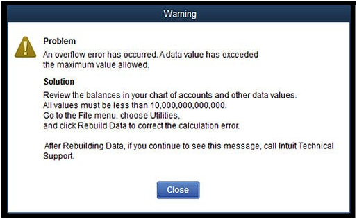 Overflow Error Appear in QuickBooks Desktop