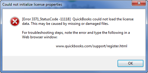 QuickBooks Error 3371 Status Code 11118