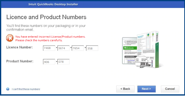 QuickBooks Incorrect License Number Error