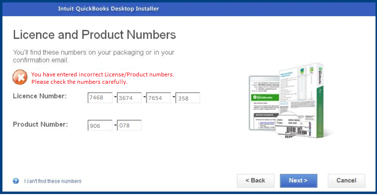 QuickBooks Incorrect License Number Error QuickBooks Incorrect License Number Error