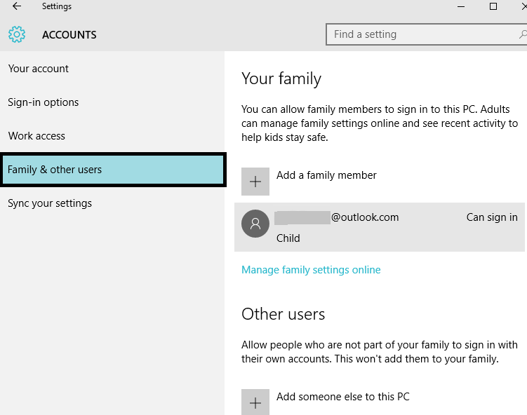 Windows Account Settings