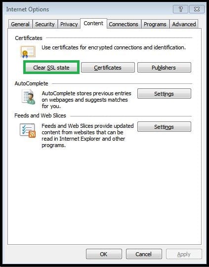 Clear SSL Certificates from Internet Explorer