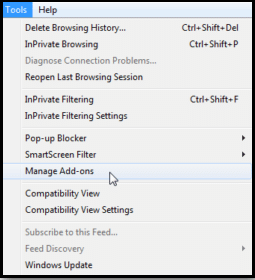 Turn off Add-ons in Internet Explorer