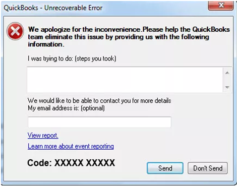 Unrecoverable Error QuickBooks
