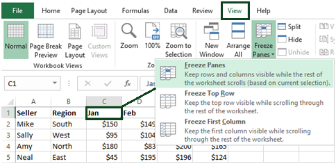 Freezing Several Columns