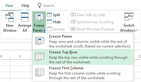 Freezing The Top Row/First Column Freezing The Top Row/First Column