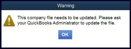 QuickBooks The Company File Needs to be Updated