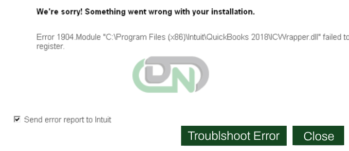 QuickBooks Error 1904: Failed to Register While Installing