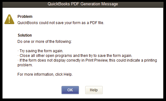 QuickBooks Unable to Create PDF Errors