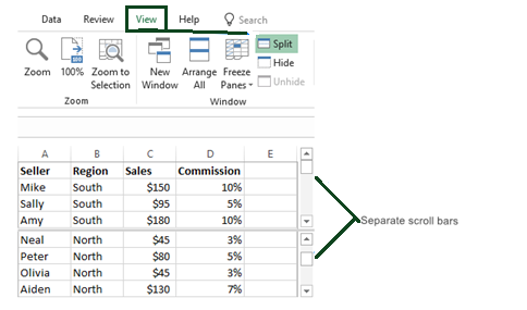 Split Panes in Microsoft Excel