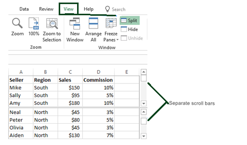 Split Panes in Microsoft Excel Split Panes in Microsoft Excel
