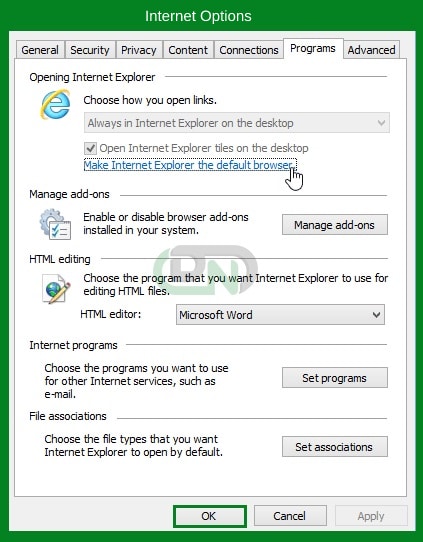 Make Internet Explorer the Default Browser DN Screenshots