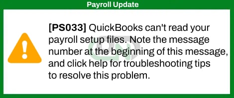 QuickBooks Payroll Update Error PS033 QuickBooks Payroll Update Error PS033