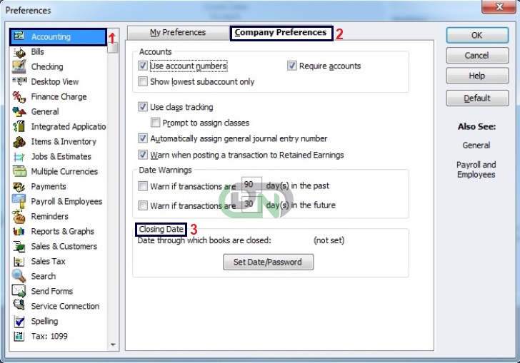 Company Preferences tab Company Preferences tab
