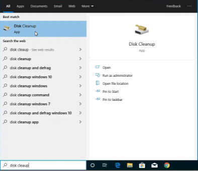 disk cleanup dn screenshot