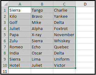 Initial Range of Cells Initial Range of Cells