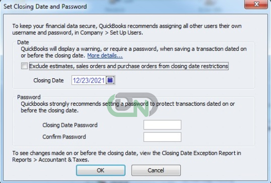 Set Closing Date & Password Set Closing Date & Password