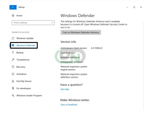 for windows defender dn screenshots